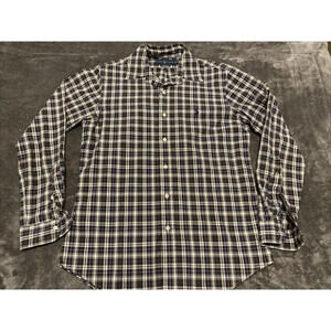 Ralph Lauren Button Down Plaid Shirt Men M Tartan Pony Heritage Prep Long Sleeve